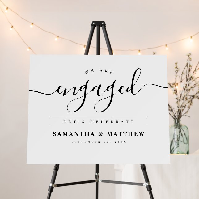 Stylish Calligraphy Script Engagement Party Sign (In Situ (Stand))