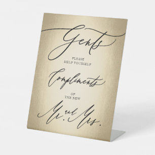 Stylish Calligraphy Script Gents Cigar Bar Wedding Pedestal Sign