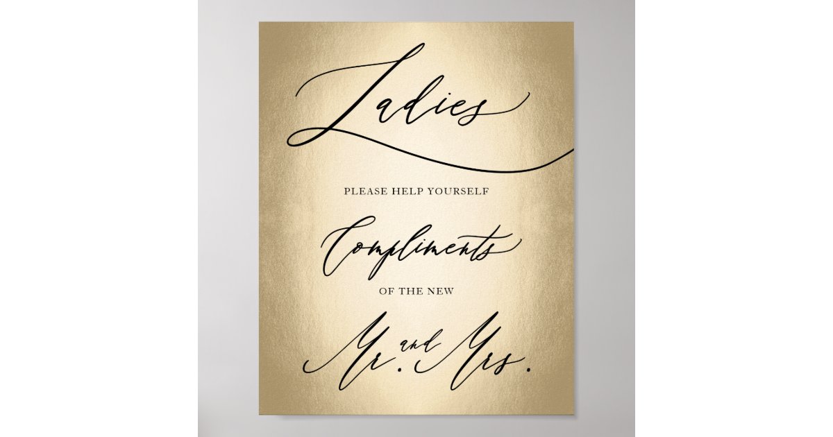 Stylish Calligraphy Script Ladies Bathroom Sign | Zazzle