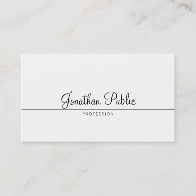 Stylish Calligraphy Script Trendy Minimalistic Business Card (Front)
