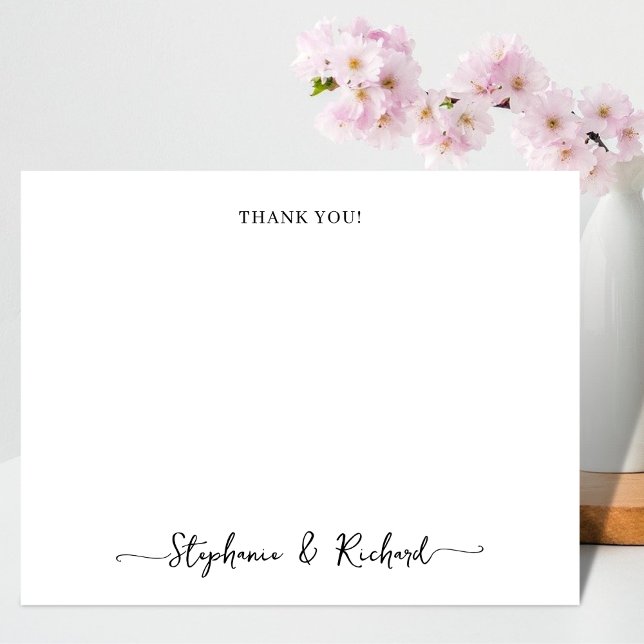 Stylish Calligraphy Script Wedding Thank You Note Card (Creator Uploaded)