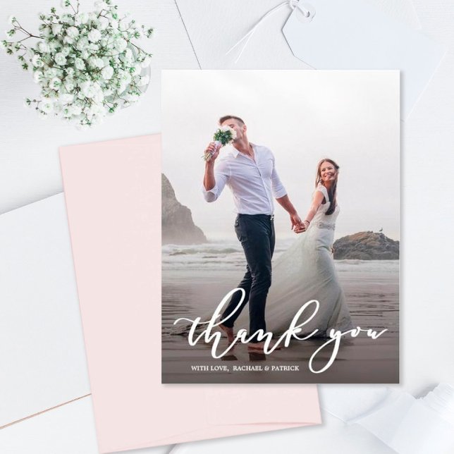 Stylish Calligraphy Script Wedding Thank You Photo (Creator Uploaded)