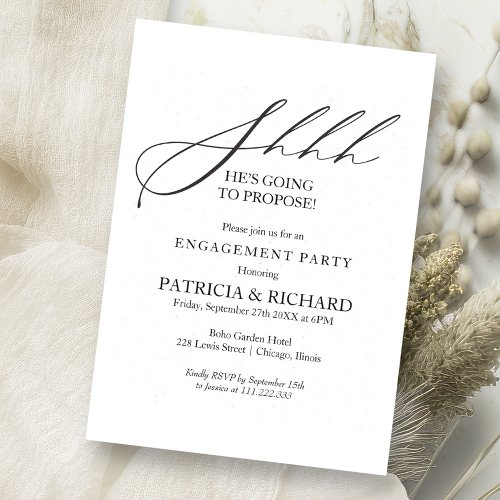 Stylish Calligraphy Surprise Engagement Party Invitation