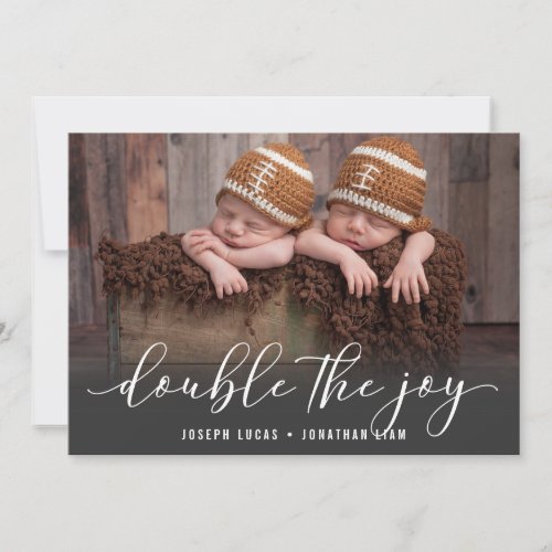 Stylish Calligraphy Twin Photo Collage Birth Announcement