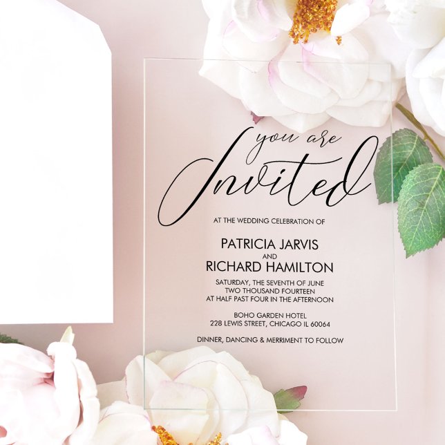Stylish Calligraphy Wedding Acrylic Invitations (Creator Uploaded)