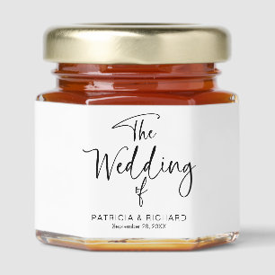 Stylish Calligraphy Wedding Black And White Honey Jar Favors