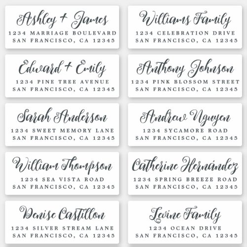 Stylish Calligraphy Wedding Guest Address Labels
