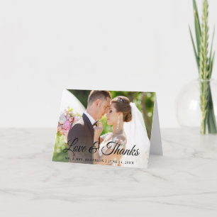 Stylish Calligraphy Wedding Love Thanks Note Letterpress Thank You Card