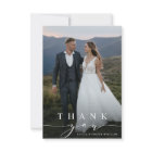 Stylish Calligraphy Wedding Photo Thank You Card