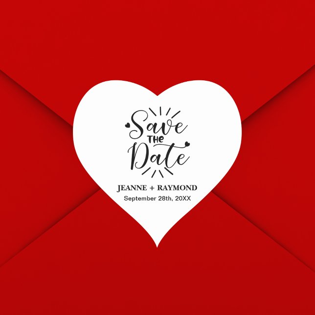 Stylish Calligraphy Wedding Save the Date Heart Sticker (Stylish calligraphy save the date heart sticker adds chic romance to wedding invites)