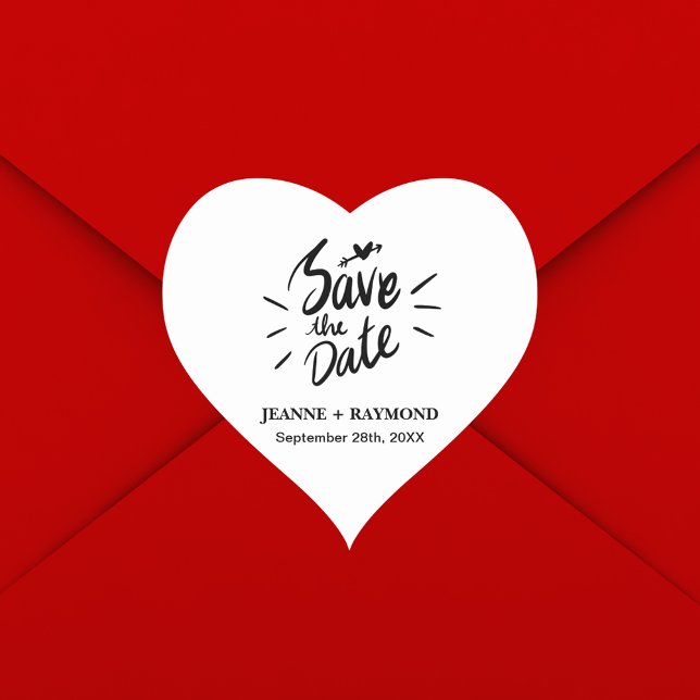 Stylish Calligraphy Wedding Save the Date Heart Sticker (Creator Uploaded)