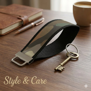 Stylish Camouflage Pattern Wrist Strap Keychain