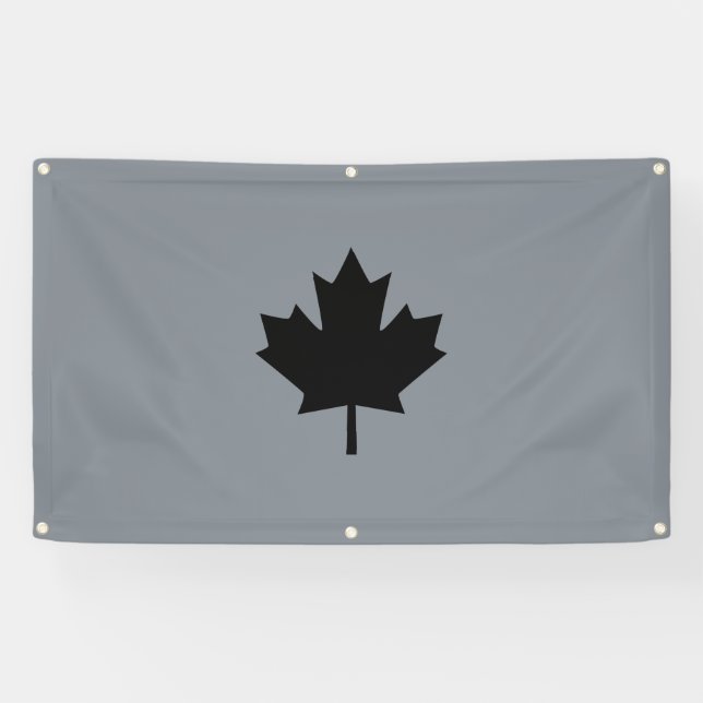 Stylish Canadian Black Maple Leaf Banner (Horizontal)