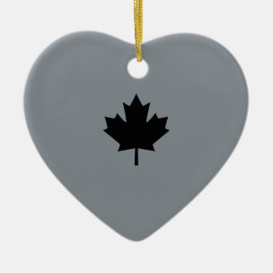 Stylish Canadian Black Maple Leaf Ceramic Ornament