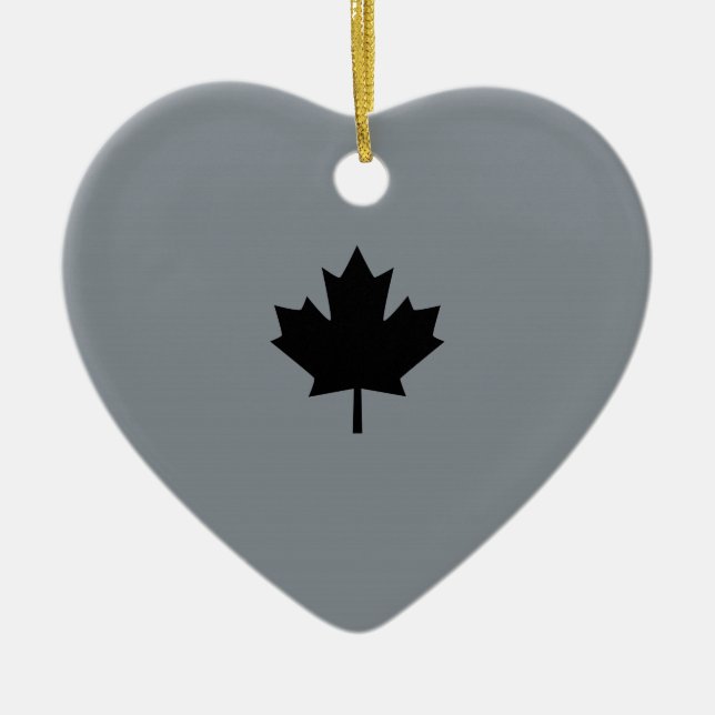 Stylish Canadian Black Maple Leaf Ceramic Ornament (Front)
