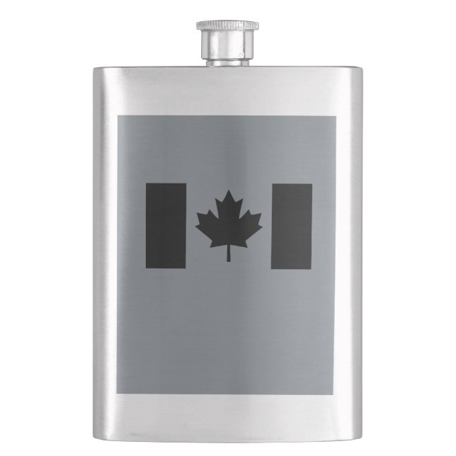 Stylish Canadian Flag in Black Flask (Front)