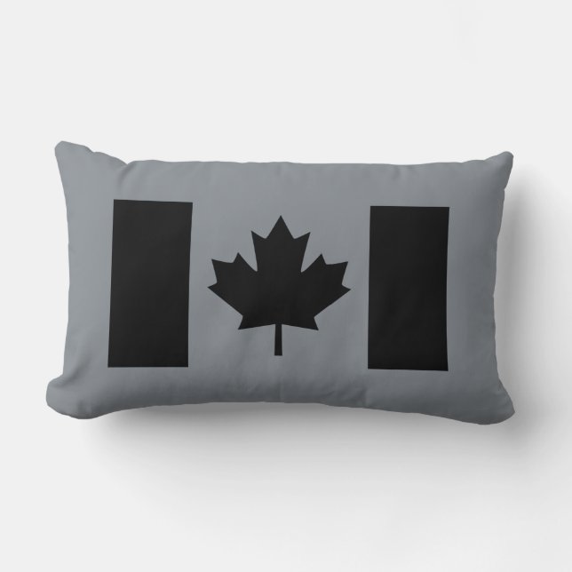 Stylish Canadian Flag in Black Lumbar Pillow (Front)