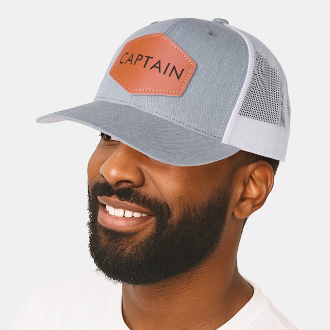 Stylish CAPTAIN Leather Patch Custom Trendy Hat (Male)