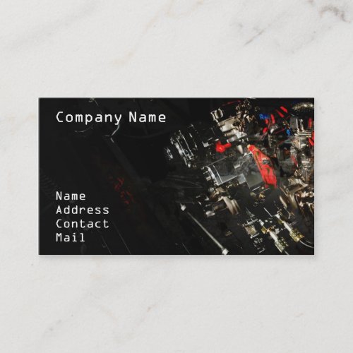 Stylish Car engine fragment in black Business Card Template