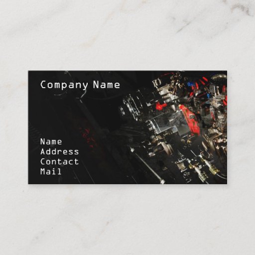 Customizable Stylish Car engine fragment in black Business Card Template