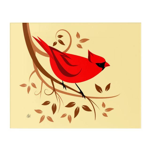 Stylish Cardinal Bird Art (Front)