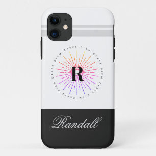 Stylish Carpe Diem Sun Symbol Monogram Name iPhone 11 Case