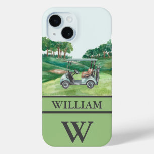 Stylish Cart Course Clubs Monogram Name iPhone 15 Case