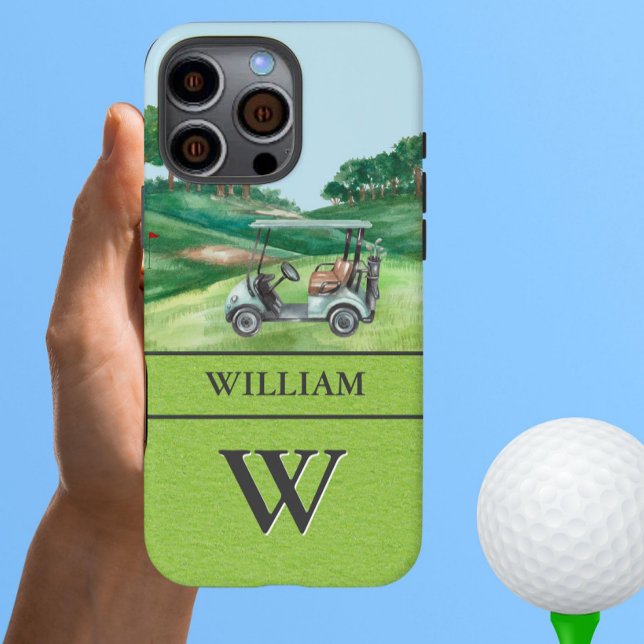 Stylish Cart Course Clubs Monogram Name   Case-Mate iPhone Case (Creator Uploaded)
