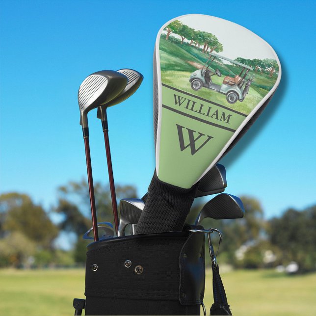 Stylish Cart Course Clubs Monogram Name   Golf Head Cover (Creator Uploaded)