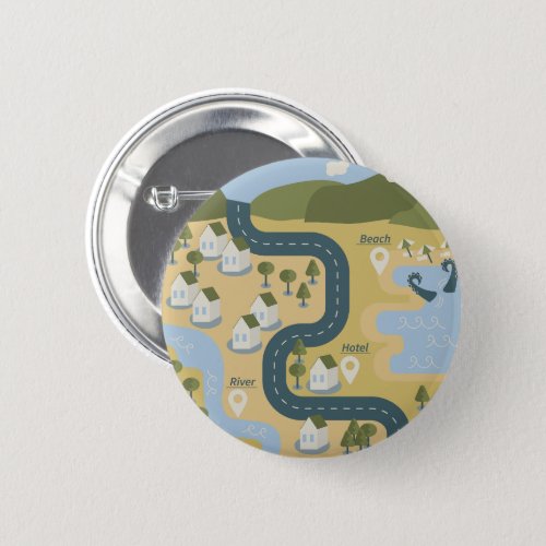 Stylish cartoon landscape vacation travel map button