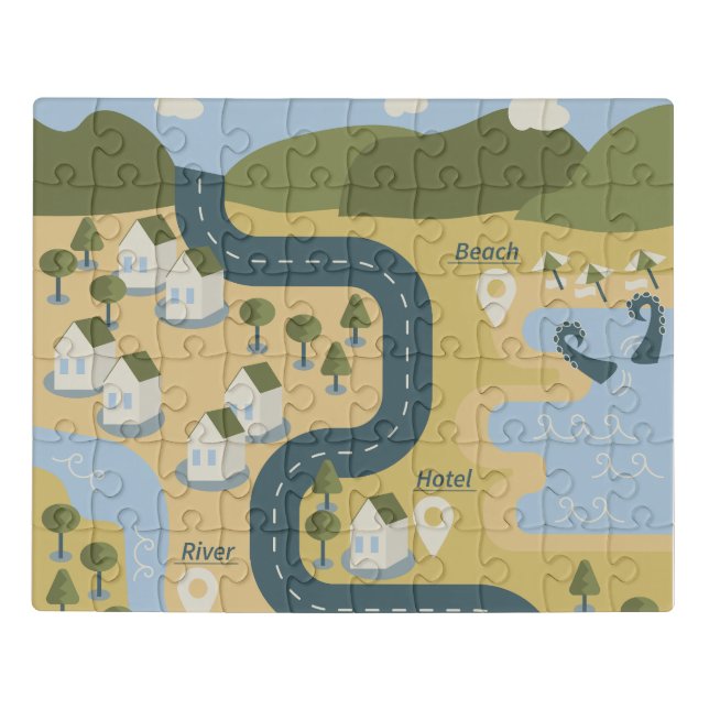 Stylish cartoon landscape vacation travel map jigsaw puzzle (Puzzle Horizontal)