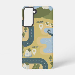 Stylish cartoon landscape vacation travel map samsung galaxy s21 case