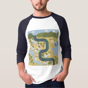 Stylish cartoon landscape vacation travel map T-Shirt
