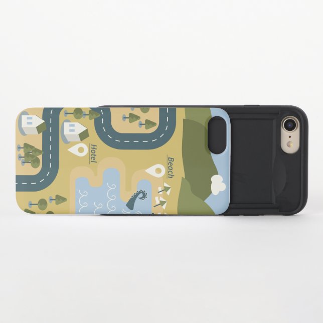 Stylish cartoon landscape vacation travel map uncommon iPhone case (Open)