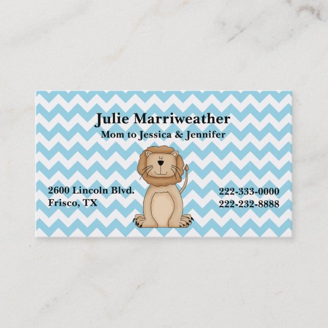 Stylish Cartoon Lion and Chevron Custom Mommy Card (Front)