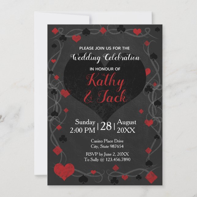 Stylish casino wedding invitation (Front)