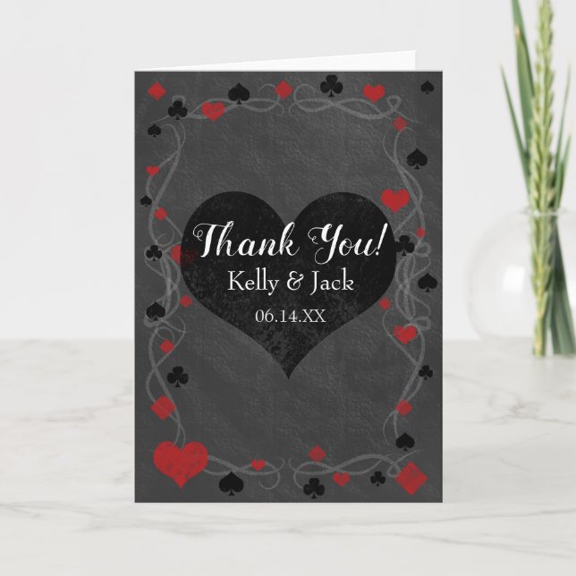 Stylish casino wedding thank you card (Front)