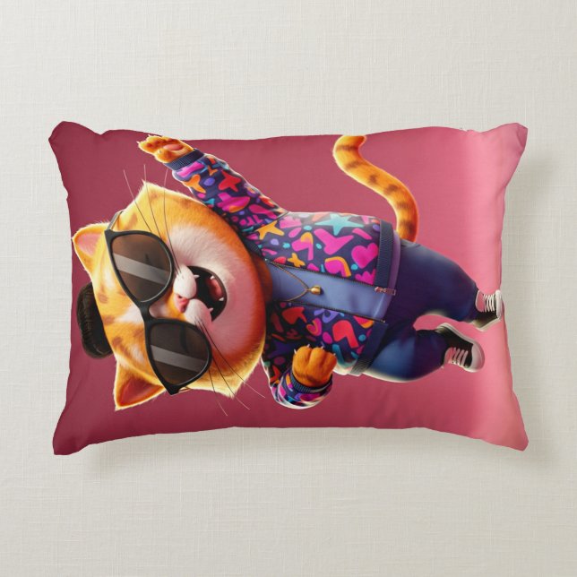 ✨ Stylish Cat Accent Pillow – Fun & Colorful Home  (Front)