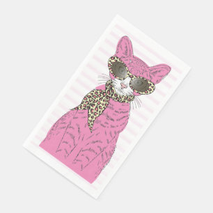 Stylish Cat Cats Leopard  Paper Guest Towels