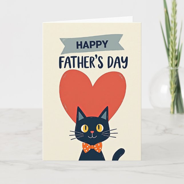 Stylish Cat Fathers Day Card (Front)