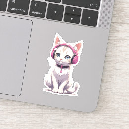 Stylish Cat in Headphone Trends Sticker