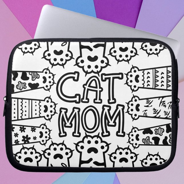 Stylish Cat Mom For Cat Lovers Laptop Sleeve (Stylish Cat Mom For Cat Lovers Laptop Sleeve)