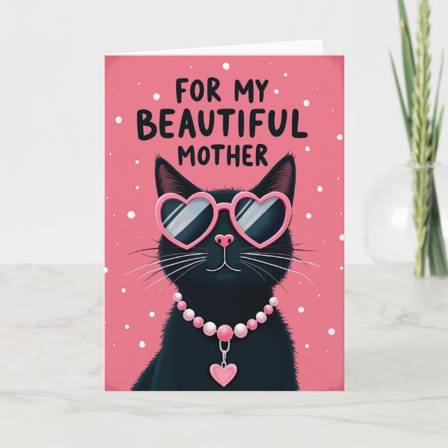 Stylish Cat Mothers Day Card (Front)