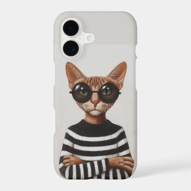 Stylish Cat With Round Glasses iPhone Case (Back)