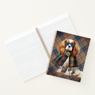 Stylish Cavalier King Charles Dog and Plaid Notebook