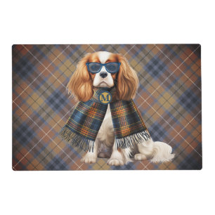 Stylish Cavalier King Charles Dog and Plaid Placemat