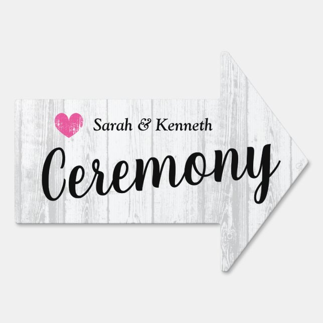 Stylish ceremony direction sign for rustic wedding (Back)