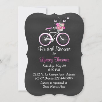 Stylish Chalkboard Bridal Bike Shower Invitation by DizzyDebbie at Zazzle