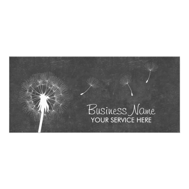 Stylish Chalkboard Dandelion Rack Cards (Front)