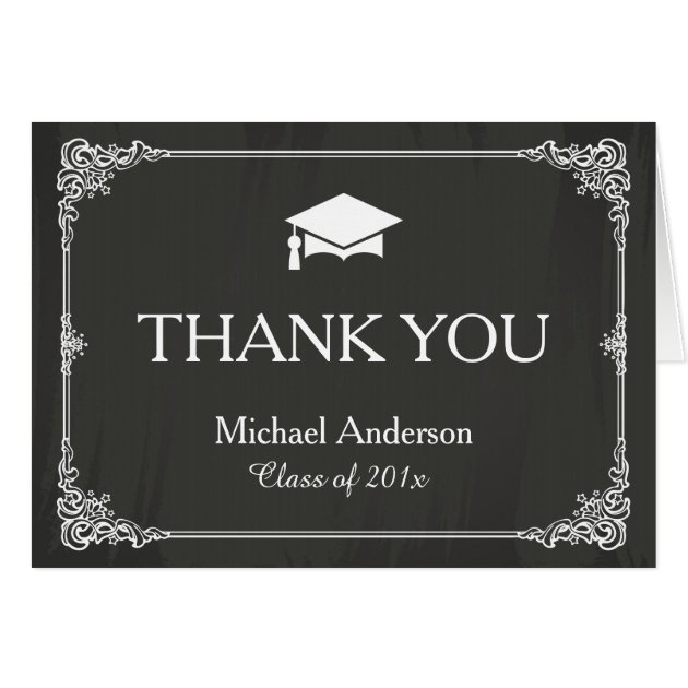 Stylish Chalkboard Grad Graduation Thank You Card
